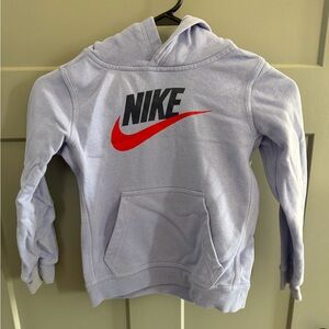 Nike Kids Light Purple Hoodie with Red Logo